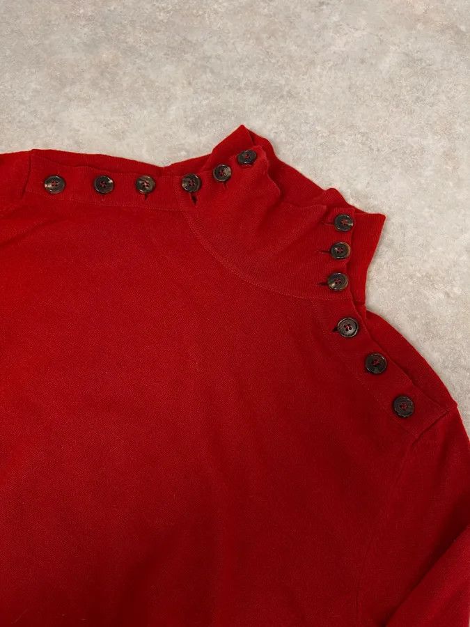 Ann Demeulemeester Ann Demeulemeester Buttoned Red Turtleneck Sweater Size US M / EU 48-50 / 2 - 3 Thumbnail