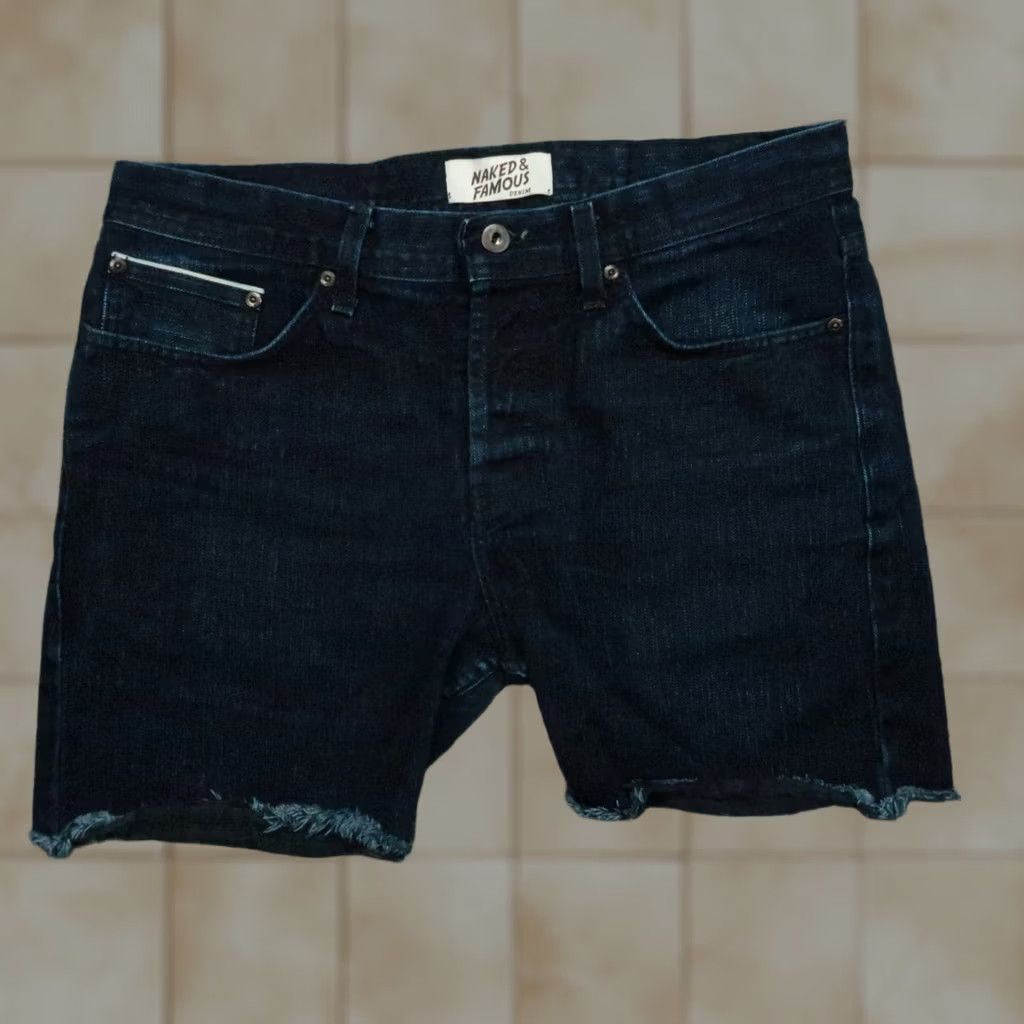 Vintage Naked & Famous Denim Shorts Mens 34 Blue Weird Guy Slubby Indigo Cut Off Denim Jorts Size US 34 / EU 50 - 1 Thumbnail