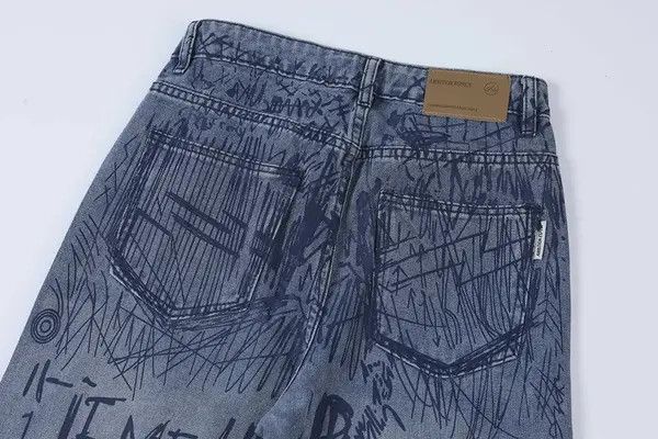 Japanese Brand Buggy jeans for men and women with graffiti print y2k Size US 34 / EU 50 - 8 Thumbnail