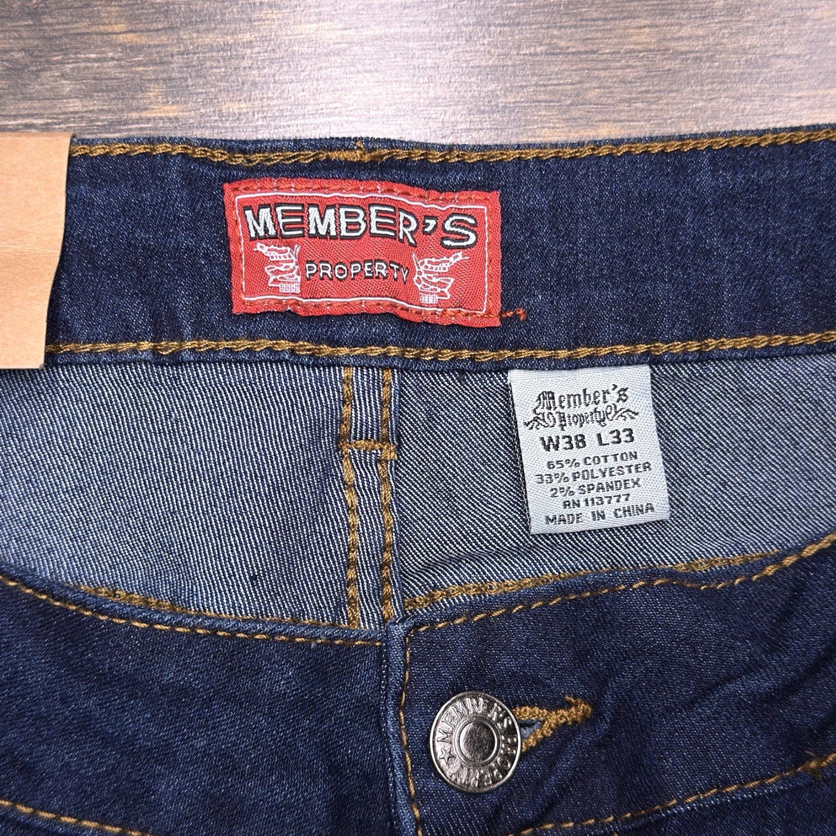 Vintage Members Property Jeans Mens 38x33 Mid Rise Stretch Indigo Denim 5-Pocket Logo Straight Regular Waist 38 Blue Set New Size US 38 / EU 54 - 4 Thumbnail