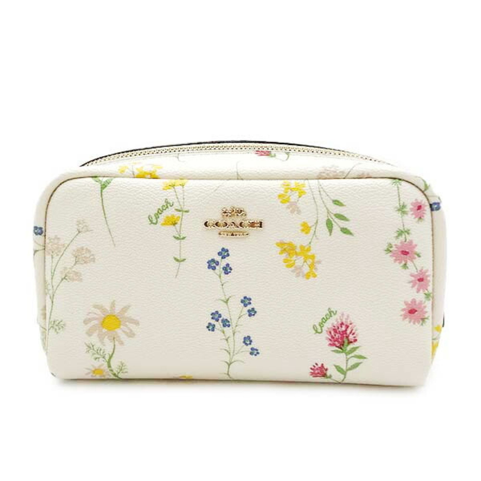 image of Coach Pouch Floral Print Cosmetic White Ivory Ladies Accessory Case Fashion C0039, Women's
