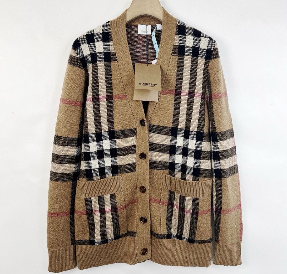 Burberry Burberry Brown Plaid Wool Jacquard Cardigan K12 Size S / US 4 / IT 40 - 1 Thumbnail