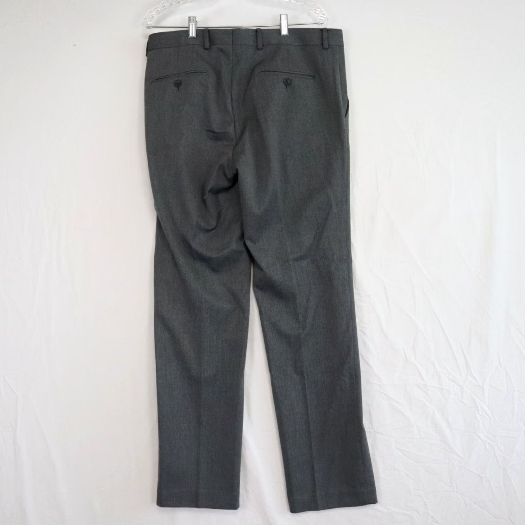 Vintage J. Ferrar Pants Mens 34x32 Slim Fit Dress Pants Gray Herringbone Flat Front City Classic Size US 34 / EU 50 - 3 Thumbnail