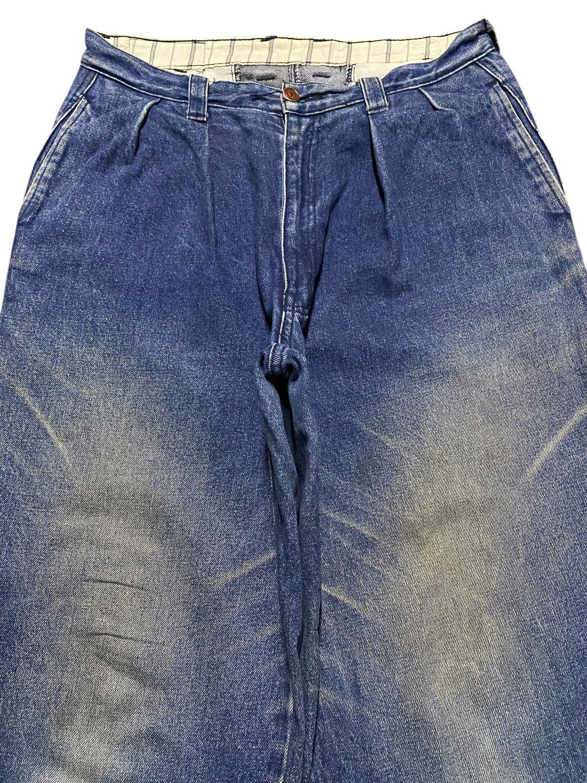 Japanese Brand Vintage Y2K New Caution Brand Blue Wash Baggy Jeans Size US 31 - 3 Thumbnail