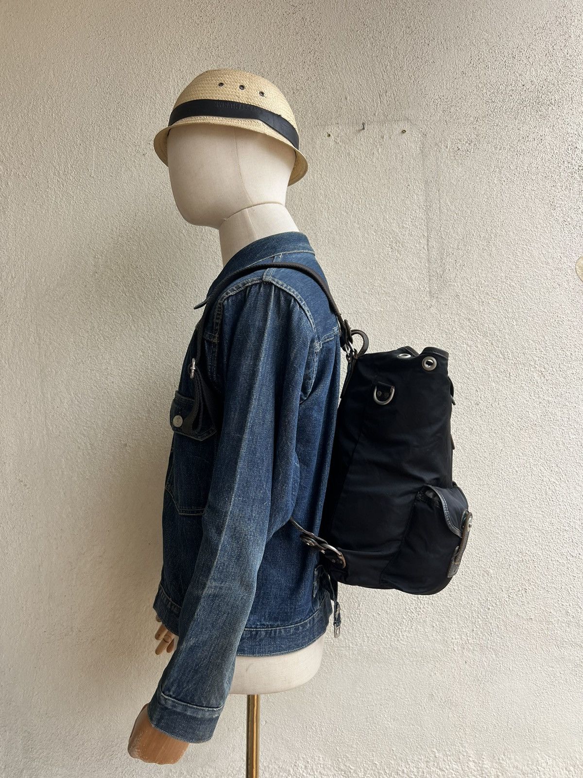Felisi Vintage Felisi Italy Distress Hybrid Nylon Leather Backpack Size ONE SIZE - 2 Thumbnail