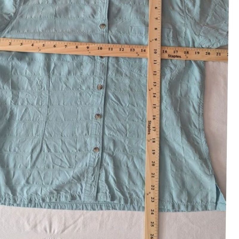 Vintage Allegheny Trail Light Blue Textured Windowpane Grid Short Sleeve Button Up Shirt Womens L Size L / US 10 / IT 46 - 6 Thumbnail