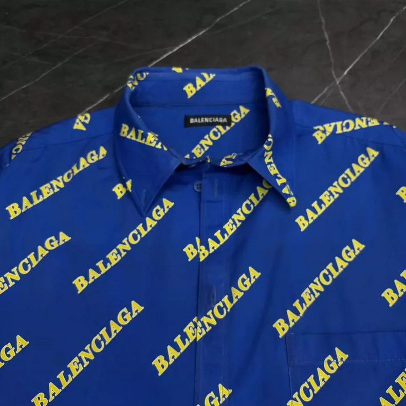 Balenciaga Balenciaga Klein Blue Logo Short Sleeve Shirt-2505 Size US M / EU 48-50 / 2 - 5 Thumbnail