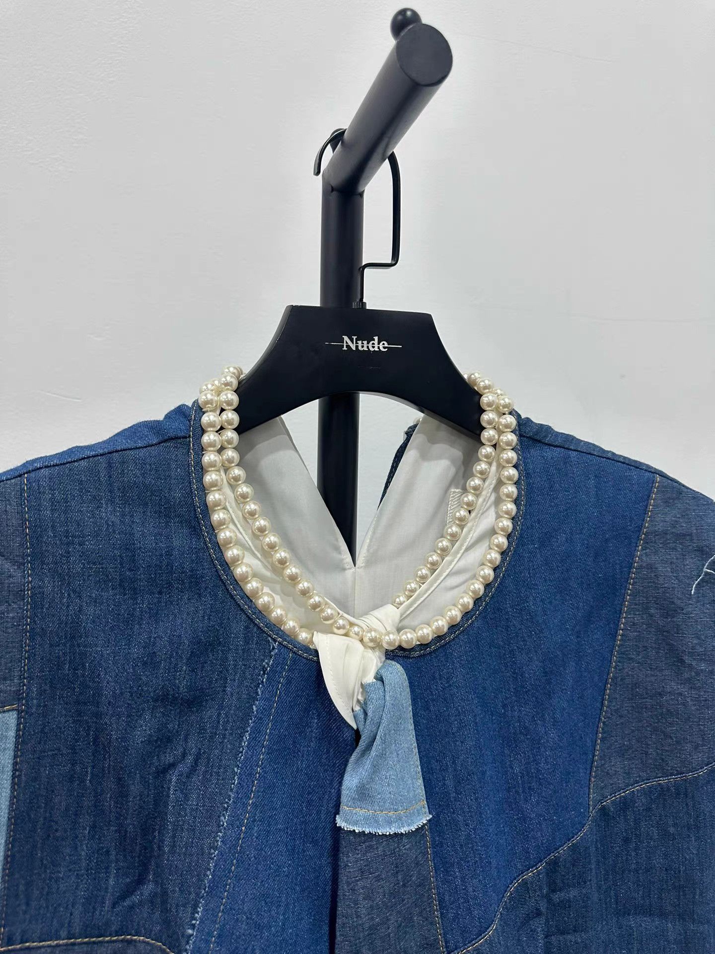Junya Watanabe Junya Watanabe Denim Patchwork & Pearl Dress K20 Size S / US 4 / IT 40 - 2 Thumbnail