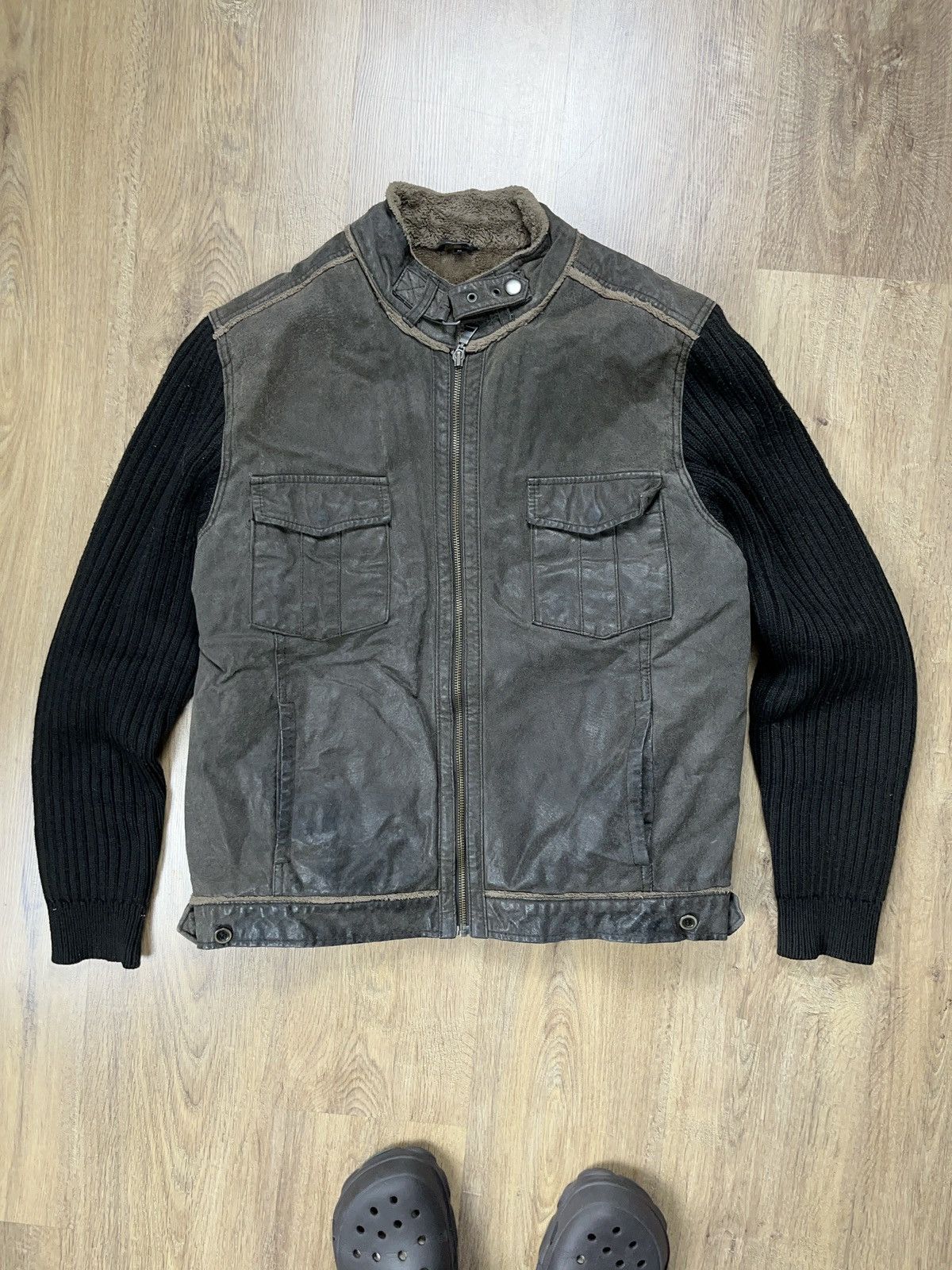 Genuine Leather × Japanese Brand ➕ vintage ribbed sleeves Sherpa genuine leather y2k jacket Size US M / EU 48-50 / 2 - 1 Thumbnail
