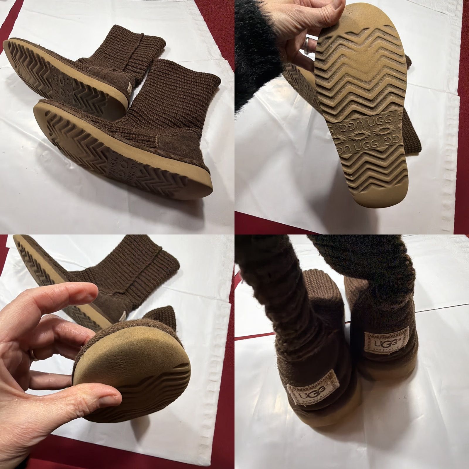 Ugg UGG Australia Brown Crochet Knit Tall Boot Womens Sz 7 Mid-Calf Sheepskin Lined Pull On Classic Boots Size M / US 6-8 / IT 42-44 - 8 Thumbnail
