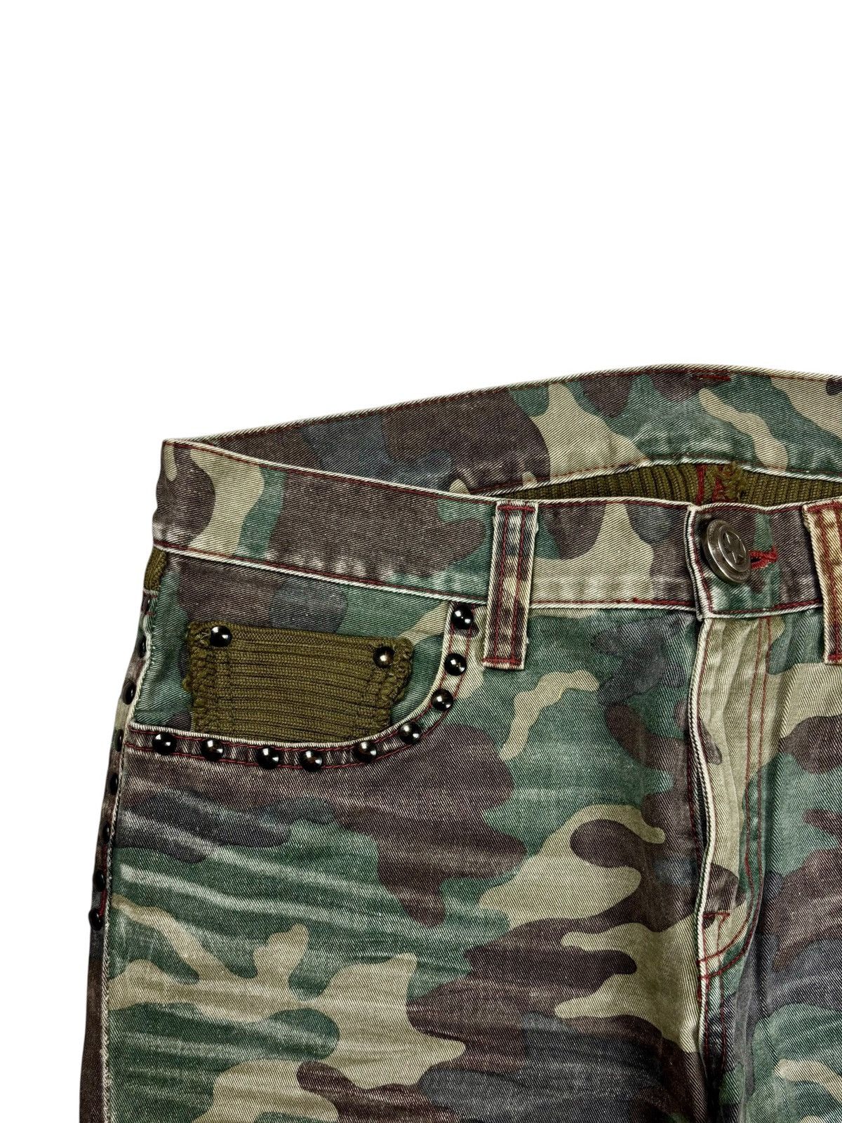 Japanese Brand Archive Led Rechwe - Studded Camo Flared Denim Size US 30 / EU 46 - 6 Thumbnail