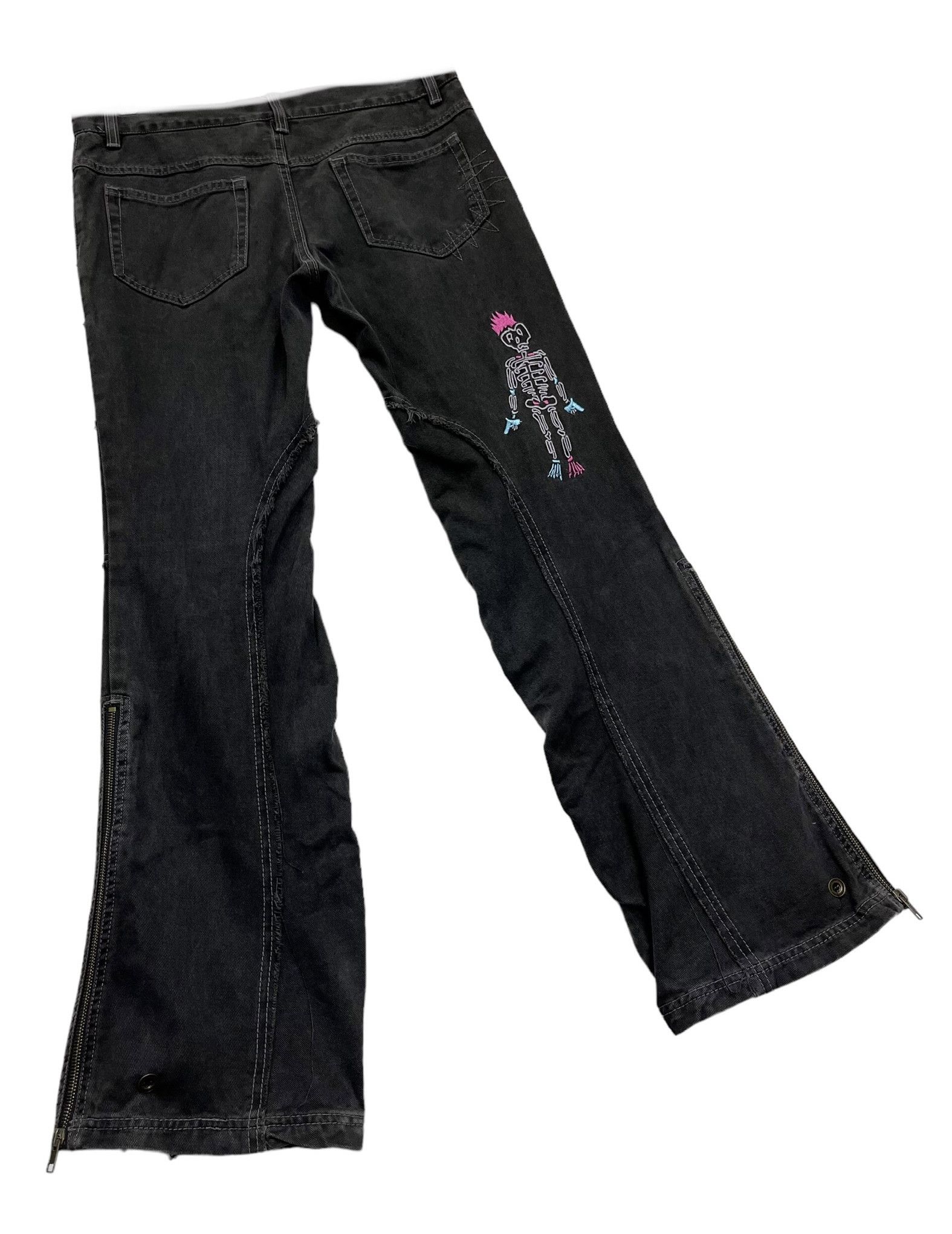 Seditionaries 💀PUNK SKULL🔥90’s ALGONQUINS Frayed Denim Flared Zipper Leg Size US 30 / EU 46 - 10 Thumbnail