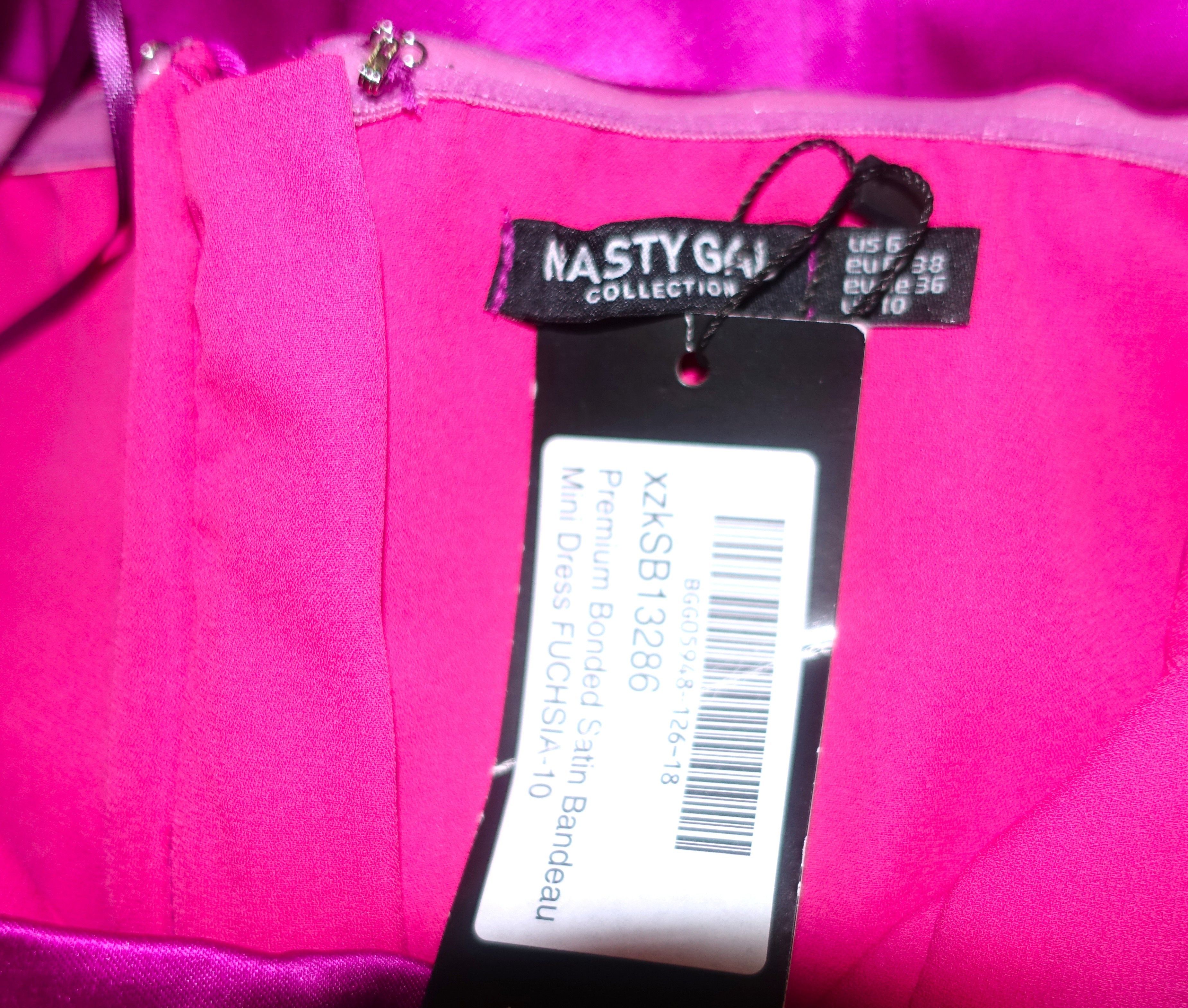 Nasty Gal Nasty Gal Fuchsia Satin Strapless Dress 6 NWT Size M / US 6-8 / IT 42-44 - 7 Thumbnail