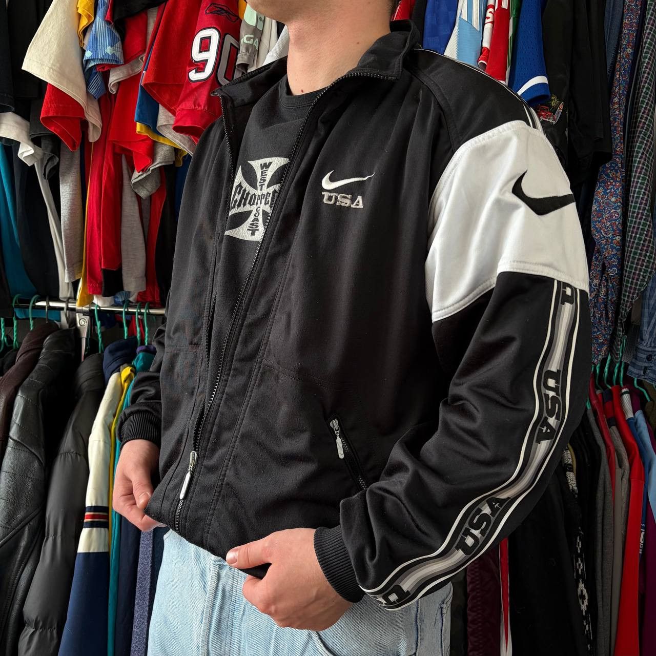 Nike Vintage 90s Nike USA Track Jacket Activewear Sportswear Size US M / EU 48-50 / 2 - 2 Thumbnail