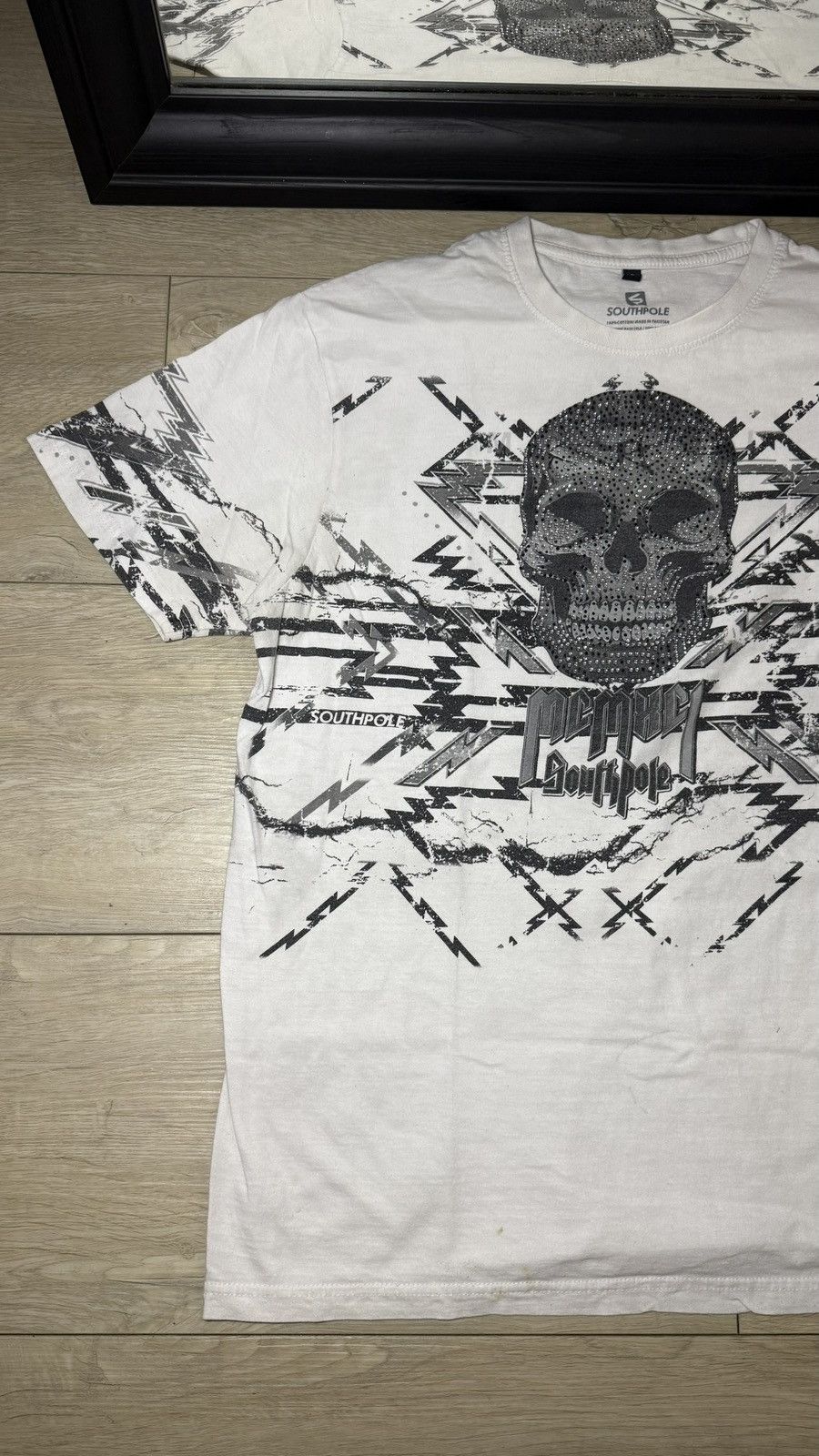 Southpole Y2K 2000s Southpole Rhinestone Skull Lightning AOP Shirt Size US L / EU 52-54 / 3 - 2 Thumbnail