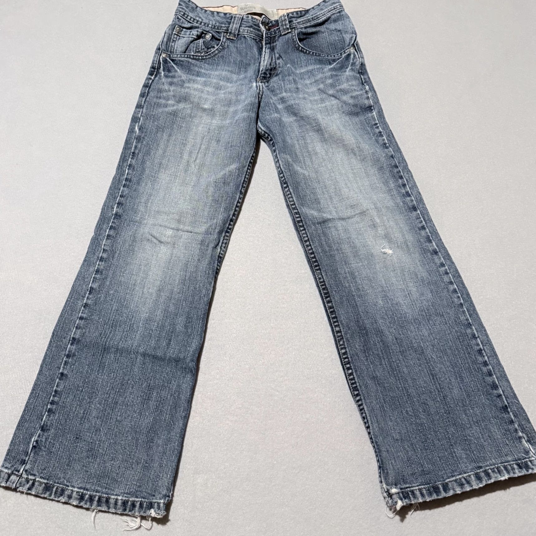 Lee Lee Jeans Women Mid Wash Distressed Straight 12R Blue 26W 5-Pocket Denim Size 34" / US 12 / IT 48 - 2 Thumbnail