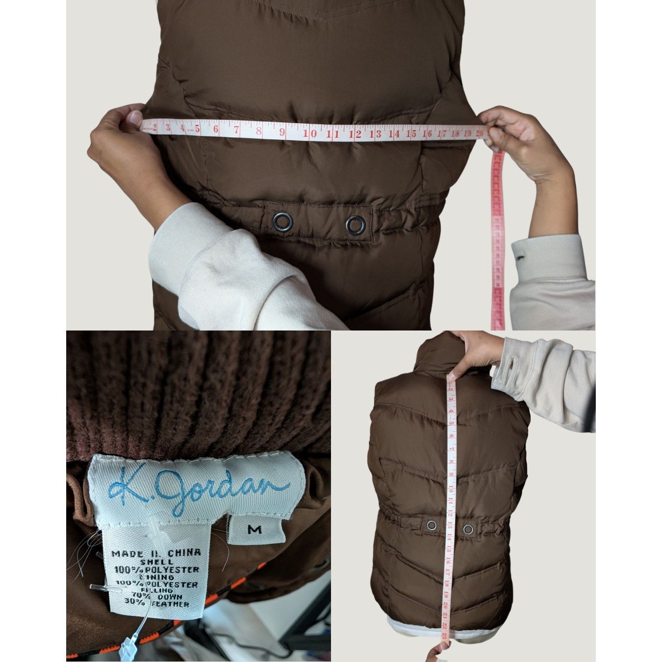 Unknown London K Jordan Brown Puffer Vest Hooded Women’s Size M USED Size M / US 6-8 / IT 42-44 - 8 Thumbnail
