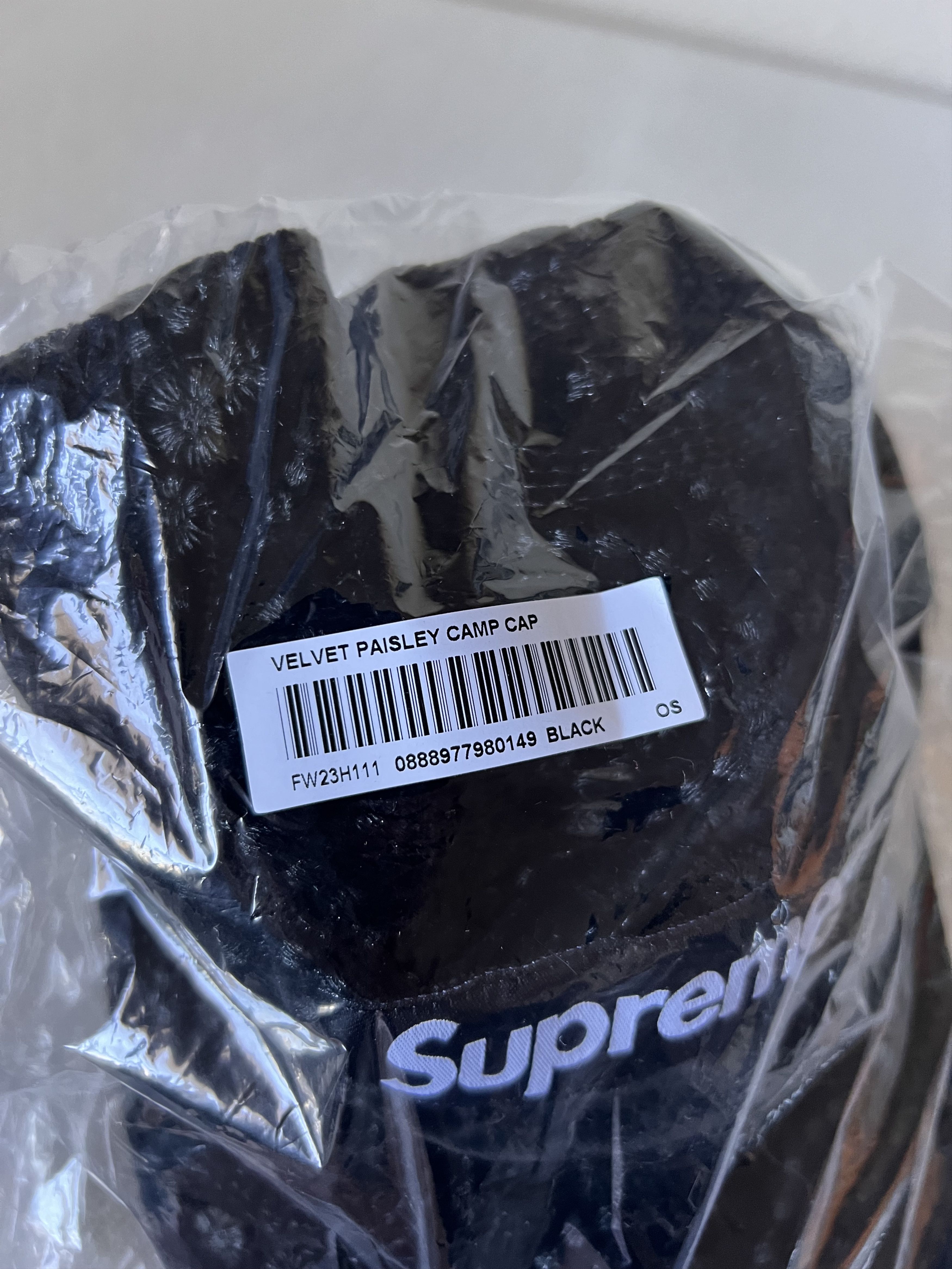 Supreme Supreme Velvet Paisley Camp Cap in Black Size ONE SIZE - 3 Thumbnail