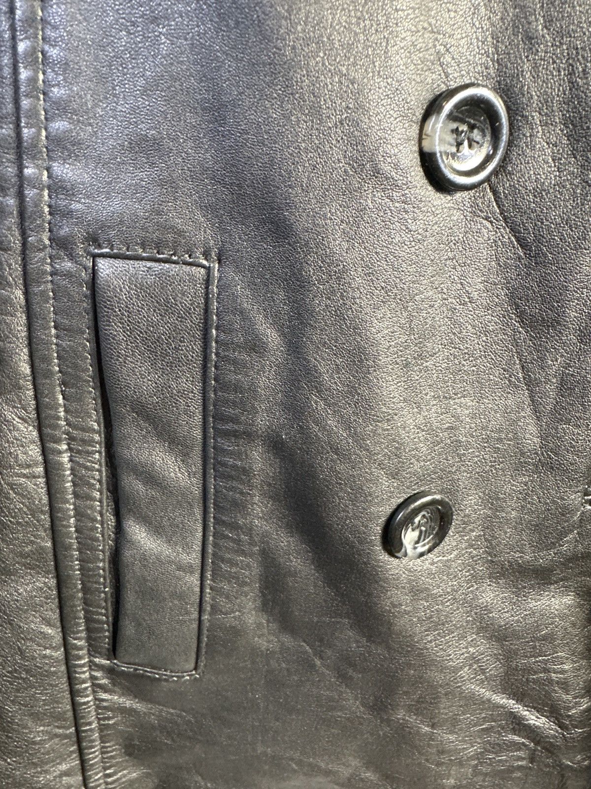 Other Charles Klein Leather Peacoat Jacket Size XL / US 12-14 / IT 48-50 - 5 Thumbnail