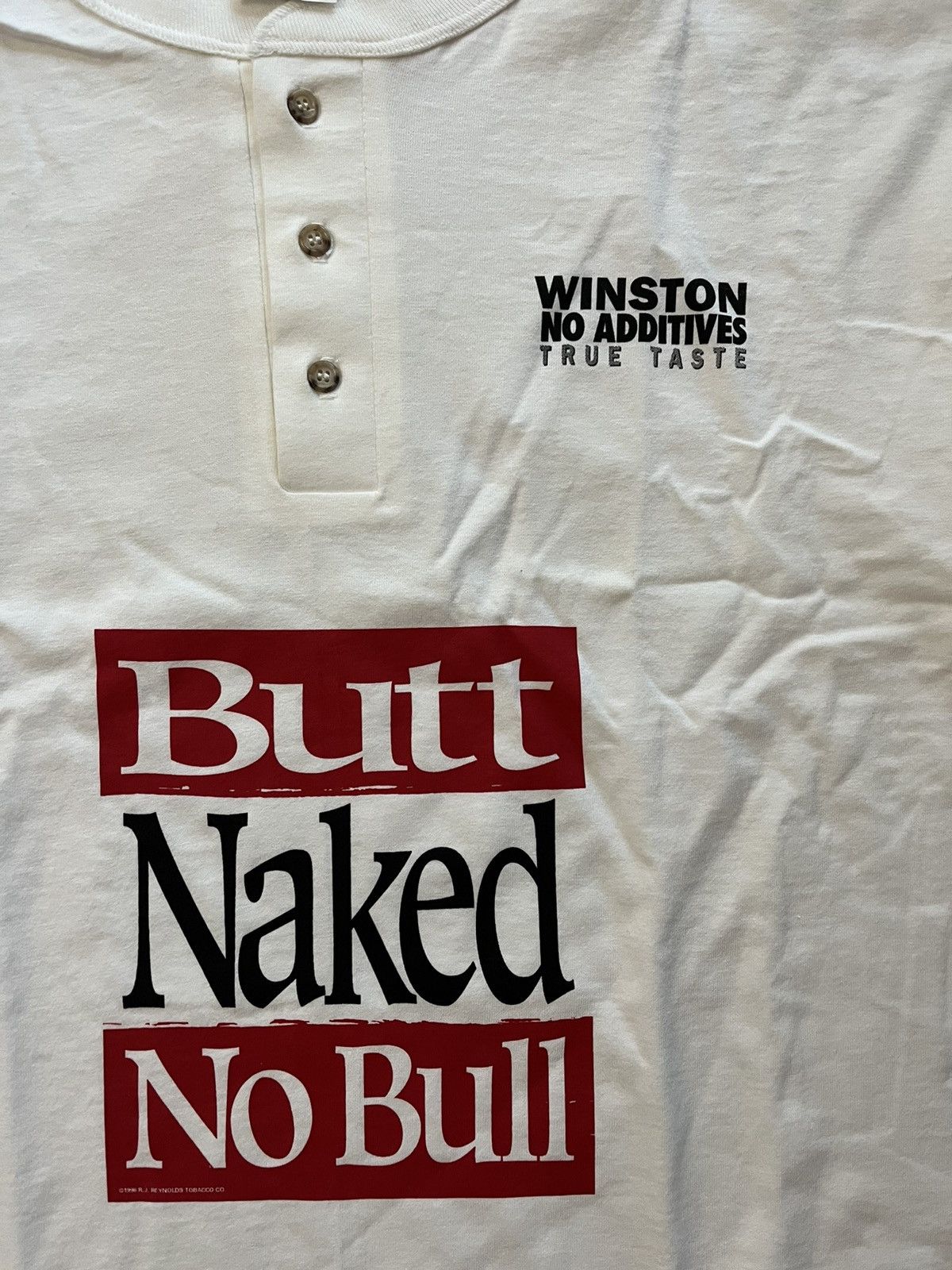Vintage Vintage Winston Cigarettes Promo Naked Bull Henley T Shirt Size US XL / EU 56 / 4 - 3 Thumbnail