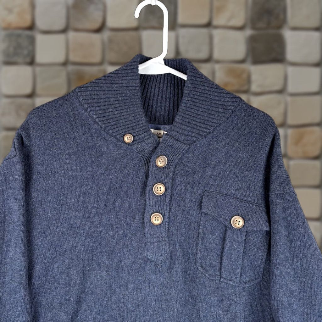 Peter Millar Peter Millar Sweater Mens 2XL Blue Merino Wool-Cotton Henley Elbow Patch Pocket Shirt Size US XXL / EU 58 / 5 - 1 Thumbnail