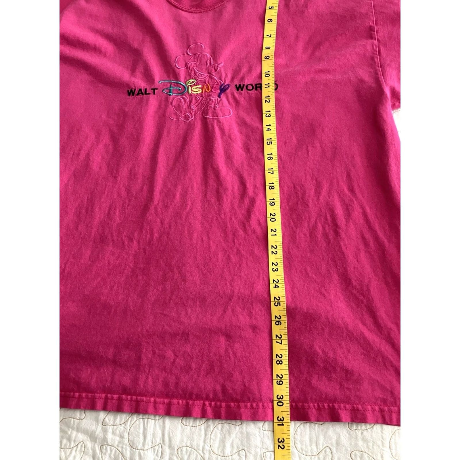 Disney VINTAGE Walt Disney World Mickey Mouse Embroidered Tee T Shirt Hot Pink XL 1990s Unisex Size US XL / EU 56 / 4 - 6 Thumbnail