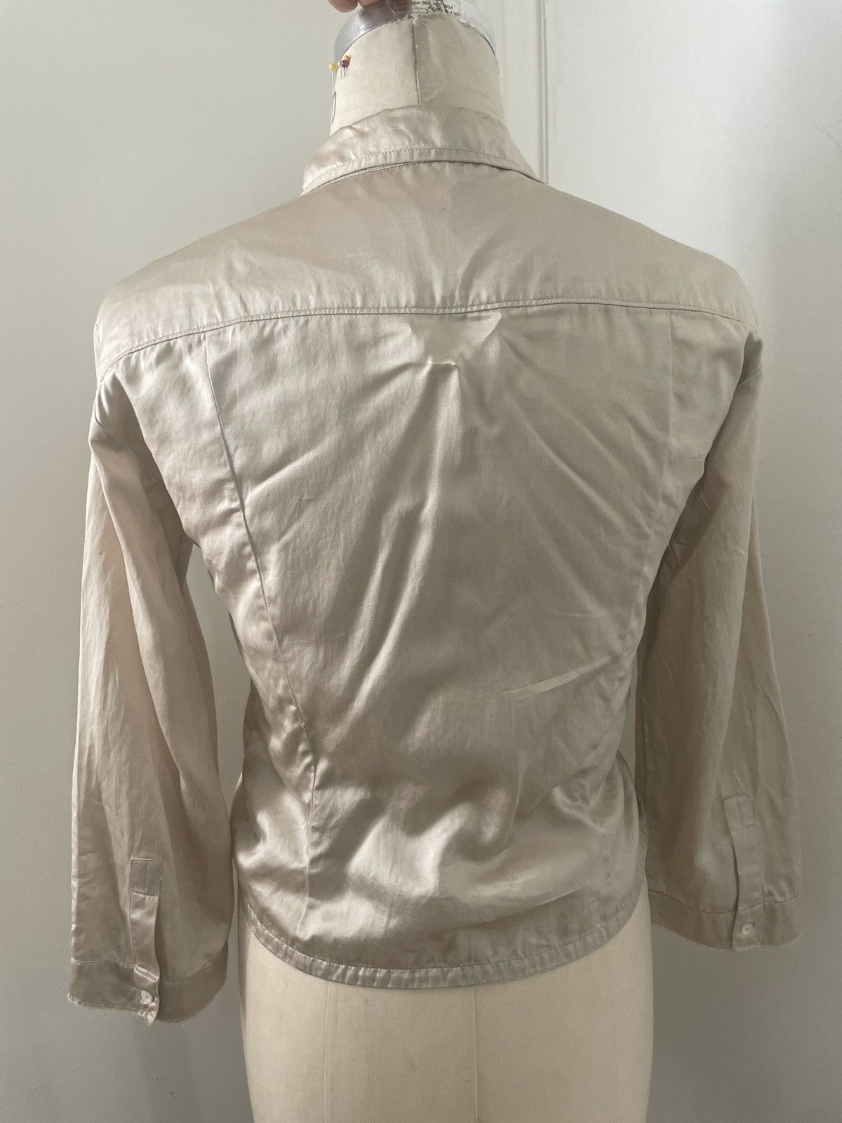 Marithe + Francois Girbaud Marithe Girbaud tie front crop top blouse taupe silk cotton Size S / US 4 / IT 40 - 3 Thumbnail