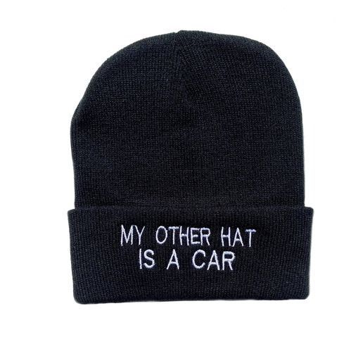 Other Beanie Hat With "My Other Hat Is A Car" Embroidery Black Kni Size ONE SIZE - 1 Preview