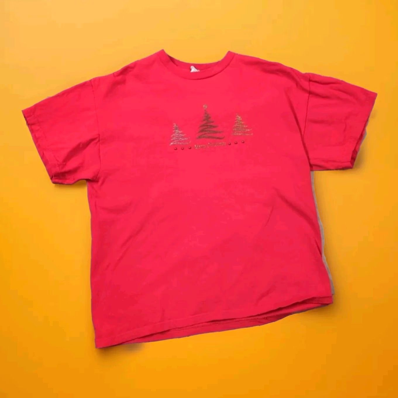 Vintage VINTAGE Merry Christmas Tree Red Delta Pro Weight Shirt L Mens Christmas 90s Beaded Glitter Size US L / EU 52-54 / 3 - 3 Thumbnail