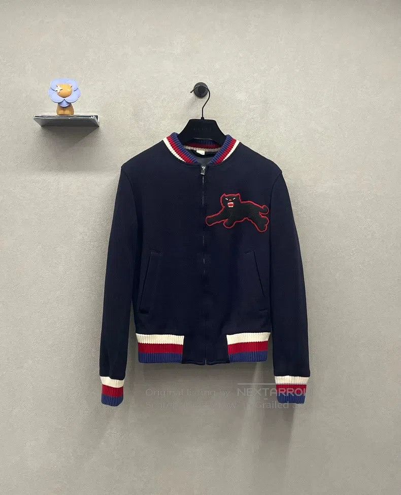 Gucci Gucci Dark blue leopard embroidered jacket Size US S / EU 44-46 / 1 - 1 Thumbnail
