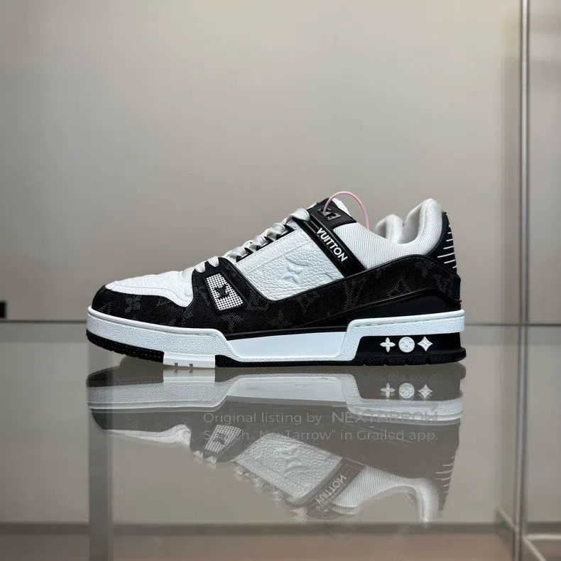 Louis Vuitton Louis Vuitton Trainer Black and White Denim shoes Size US 7 / EU 40 - 5 Thumbnail