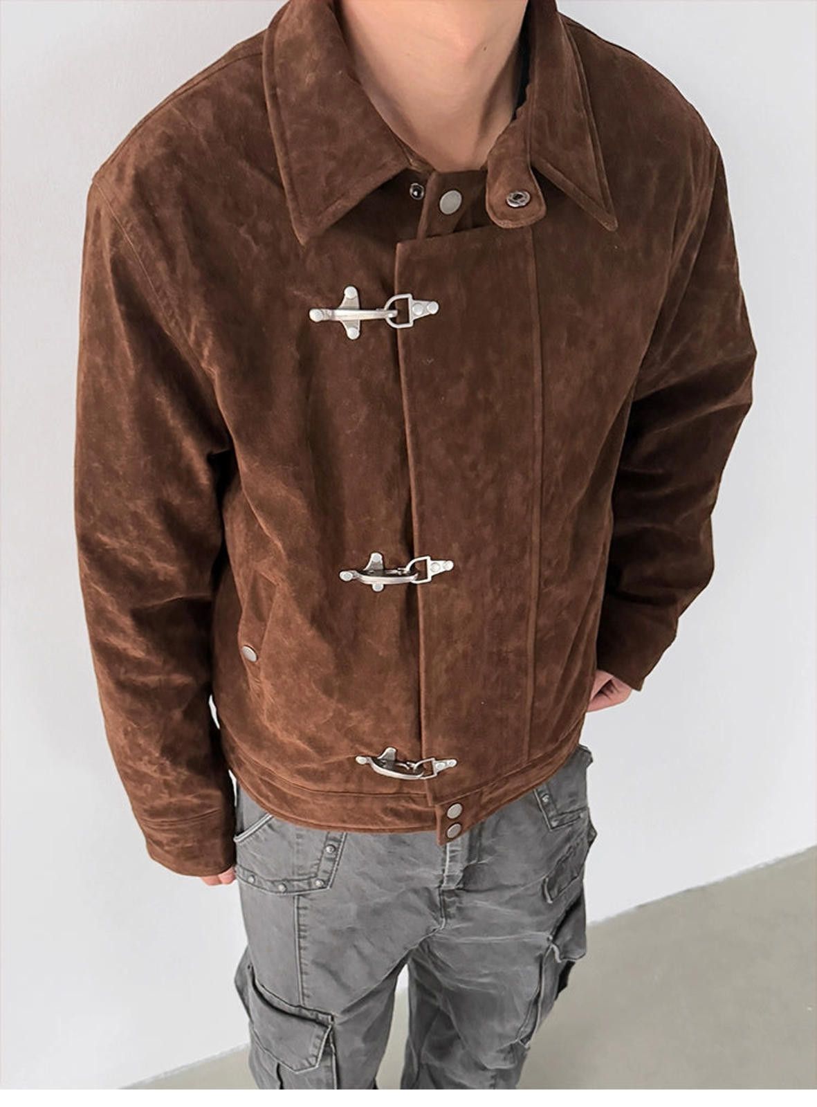 Vintage Fireman Clasp Brown Suede Jacket Size US M / EU 48-50 / 2 - 8 Thumbnail