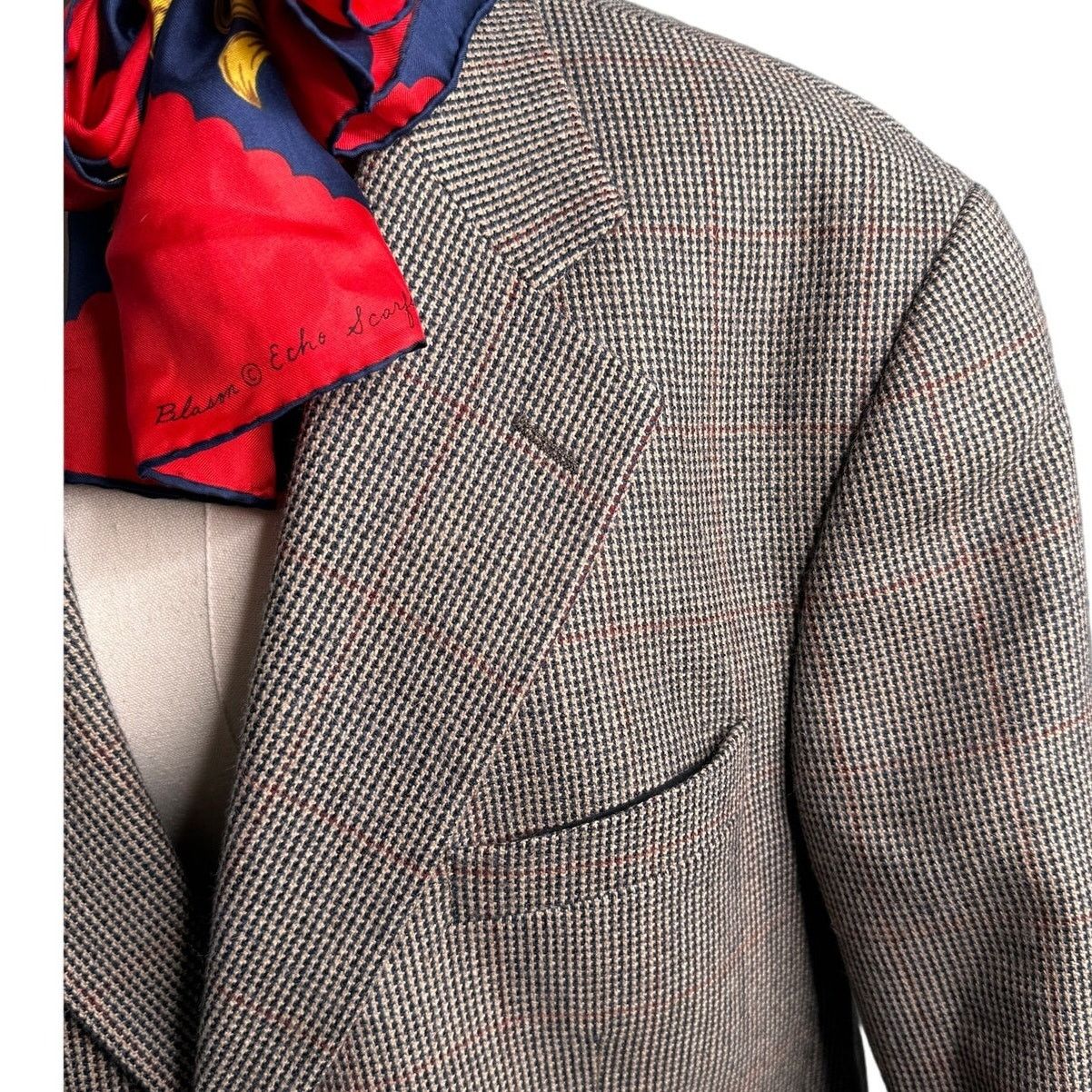 Chaps × Vintage Vintage Chaps Ralph Lauren Wool Alpaca Check Jacket 42T Size 42L - 2 Thumbnail