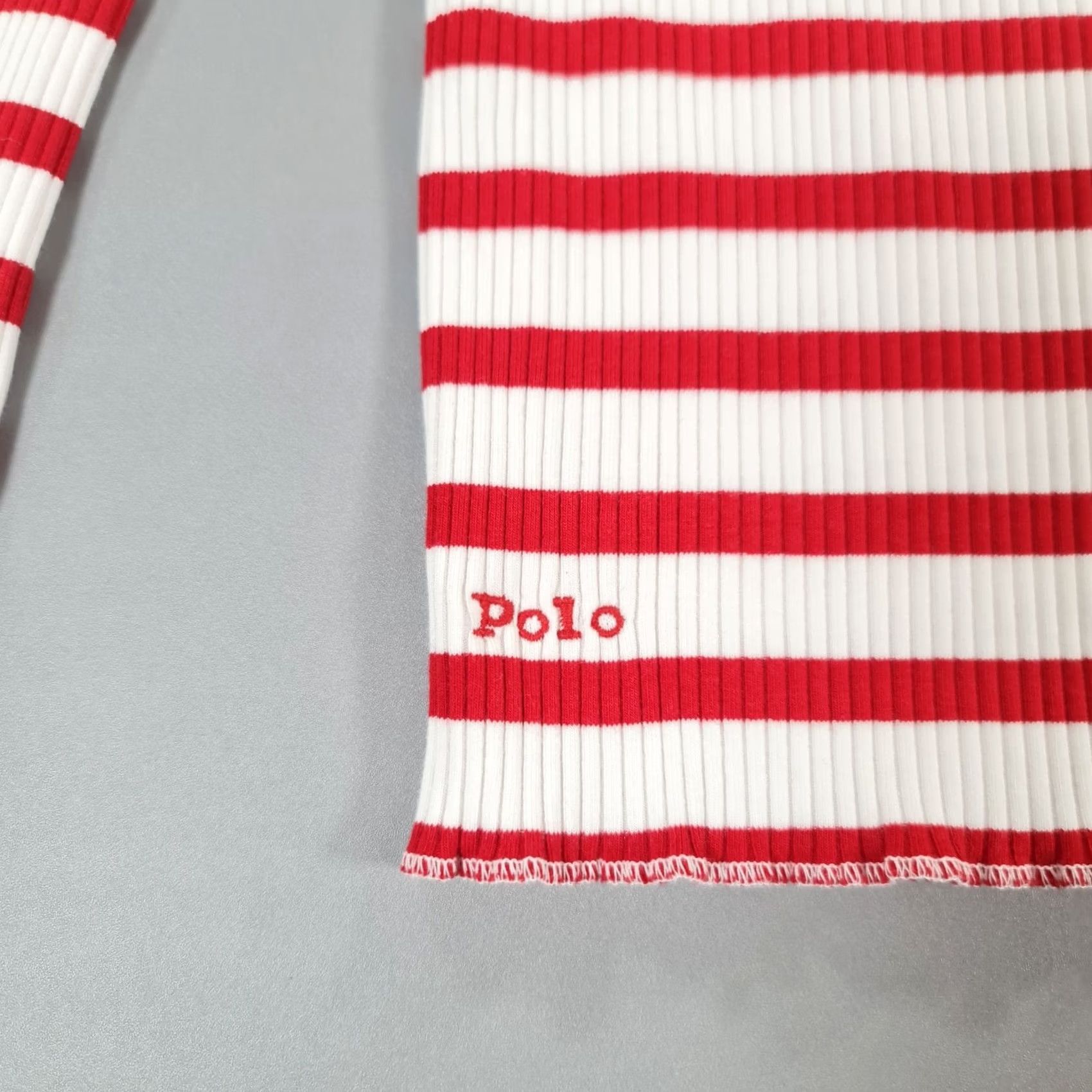 Polo Ralph Lauren Polo Ralph Lauren Polo Shirt Red White Stripe Long Sleeve Collared Knit Slim Large Women's Size L / US 10 / IT 46 - 4 Thumbnail