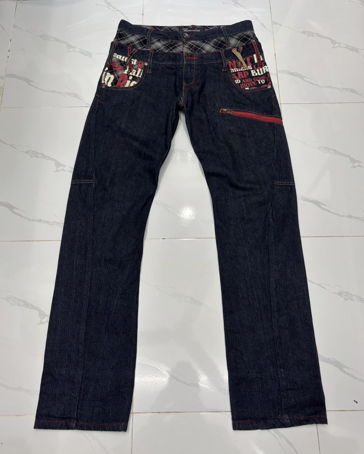 Hysteric Glamour × If Six Was Nine × Japanese Brand VINTAGE DOUBLE WAIST JEANS BARCEDOS BLUE DENIM SKULLS JEANS Size US 32 / EU 48 - 9 Thumbnail