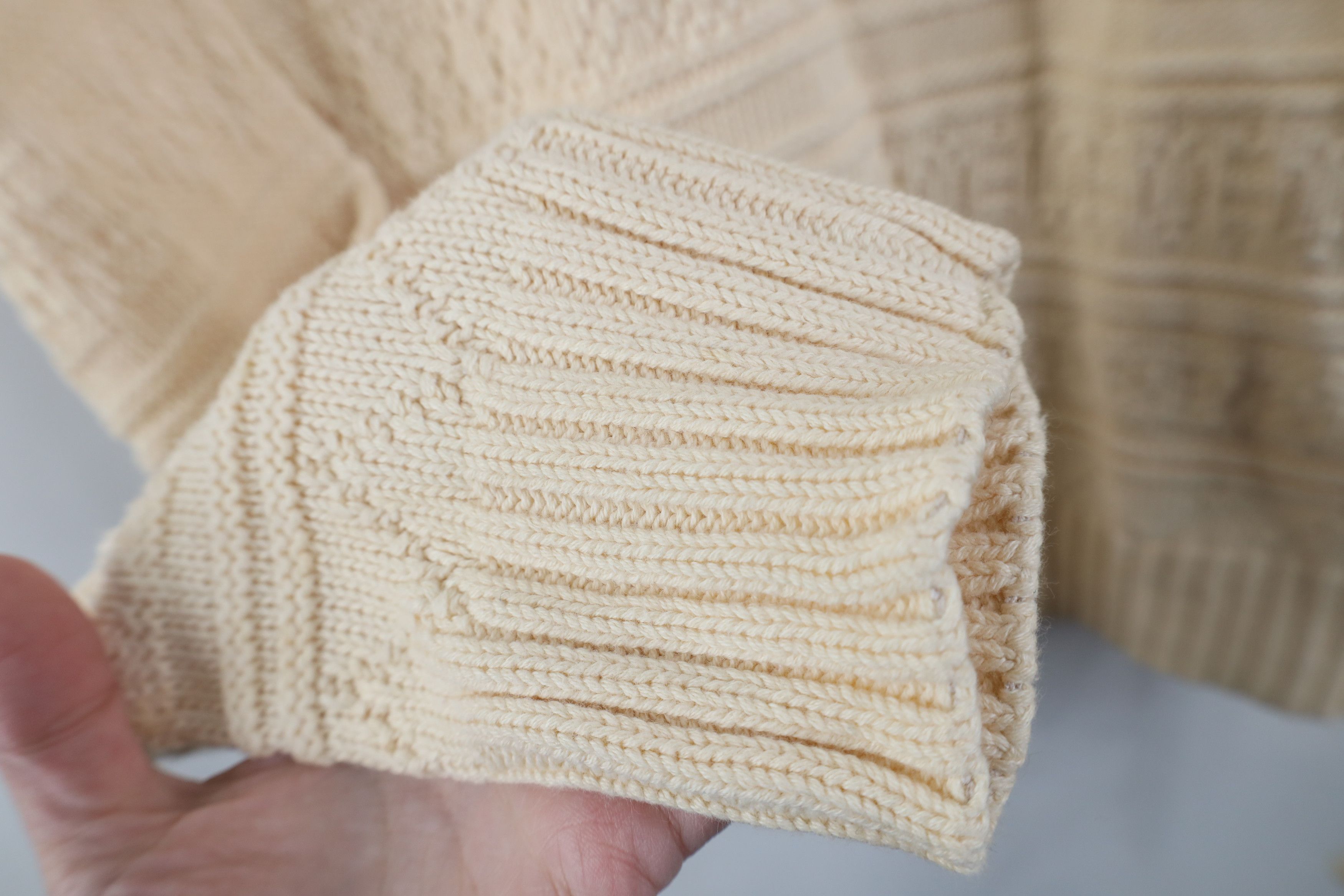 Vintage Vintage 90s Streetwear Cotton Knit Crewneck Sweater Beige Size US M / EU 48-50 / 2 - 7 Thumbnail