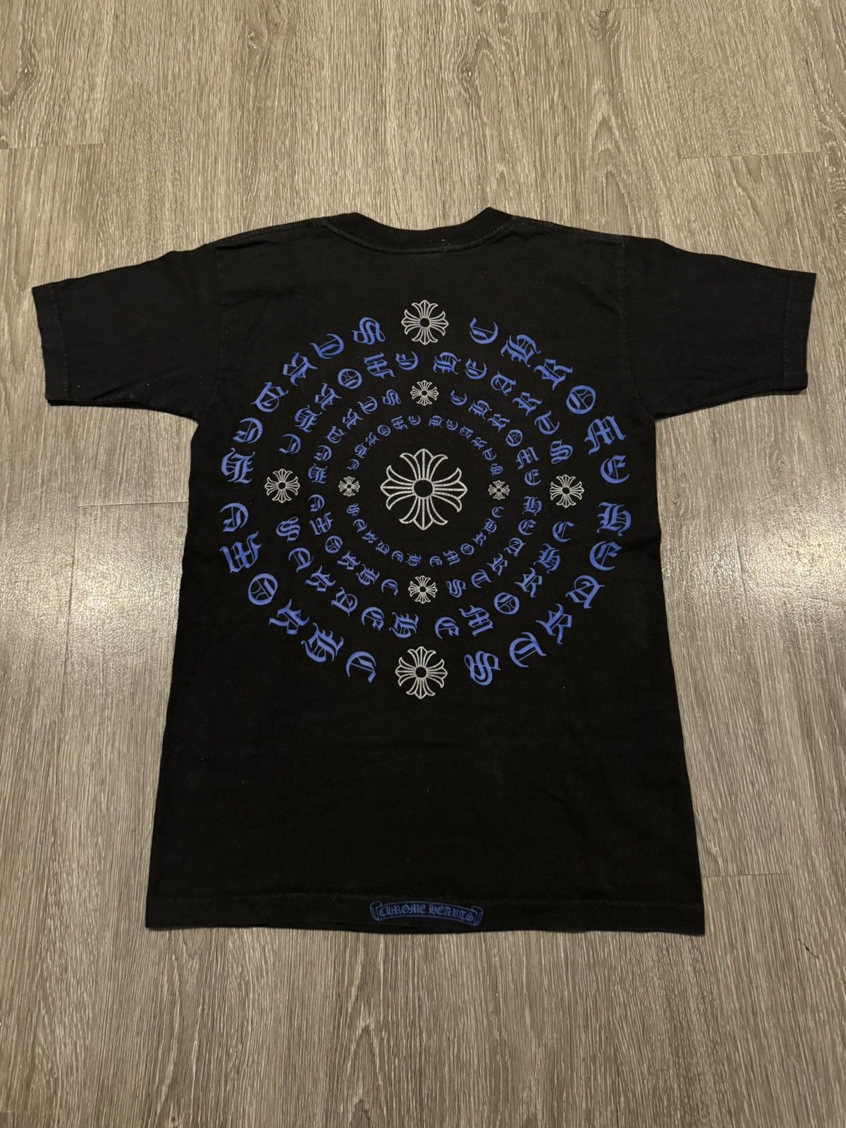 image of Chrome Hearts Vintage Circular Print Tee Black Royal Blue, Men's (Size Small)