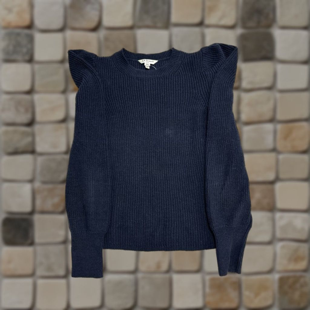 Vintage VINTAGE LK Bennett Sweater Womens Small Blue Cotton Ribbed Tight Knit Puff Sleeve Cozy Size S / US 4 / IT 40 - 1 Thumbnail