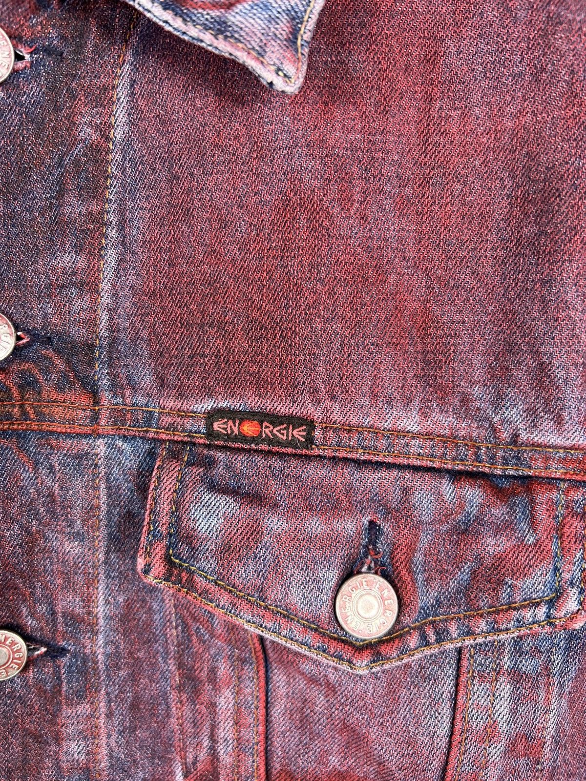 Energie Vintage Energie y2k jeans denim jacket red painted blood 90s Size M / US 6-8 / IT 42-44 - 7 Thumbnail