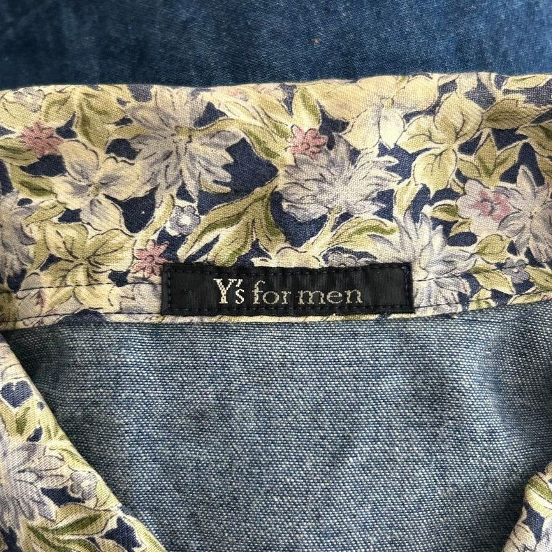 Yohji Yamamoto Yohji Yamamoto size os 90s Floral Neck Denim Shirt Size US M / EU 48-50 / 2 - 6 Thumbnail