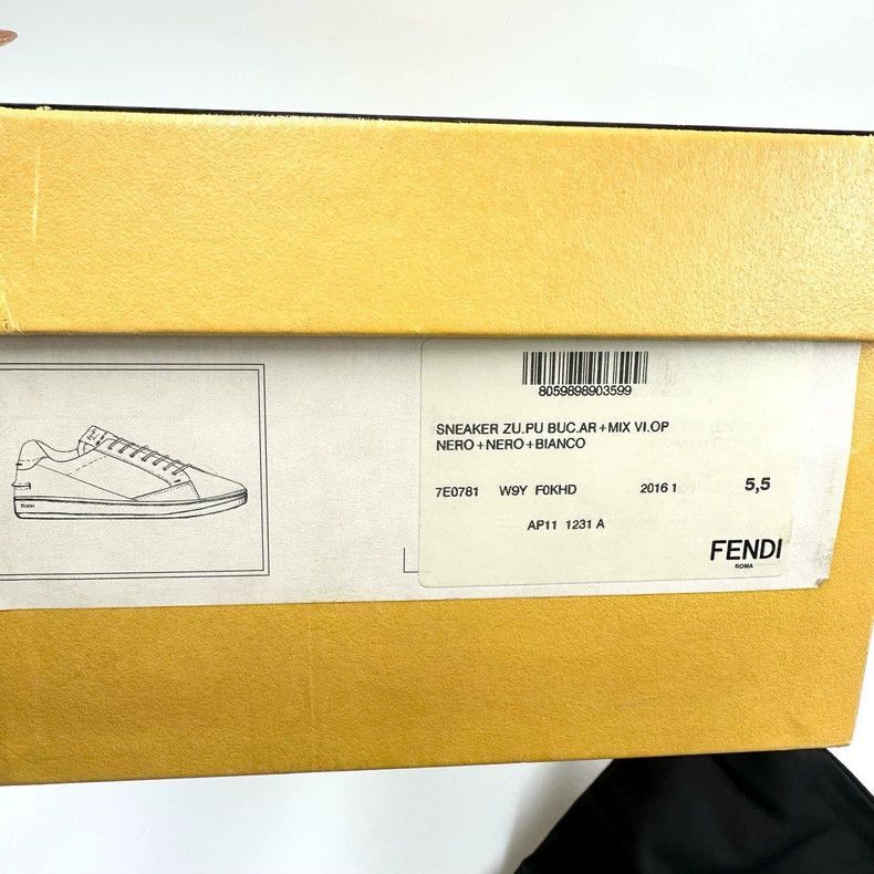 Fendi Fendi Black Printed LaceUp Sneakers Size 39.5 Size US 8.5 / EU 41-42 - 9 Thumbnail