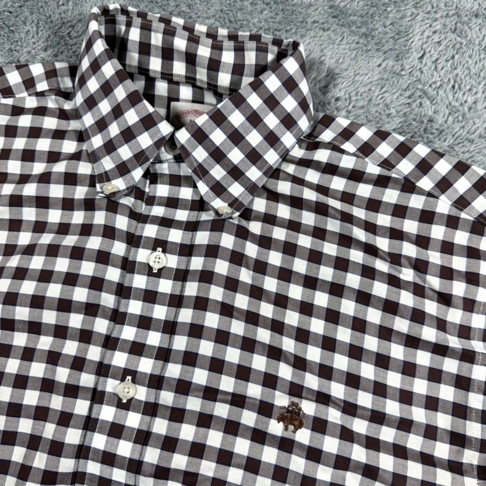 Brooks Brothers Brooks Brothers Brown Gingham Check Supima Cotton Chest Logo Button Shirt Size M Mens Size US M / EU 48-50 / 2 - 2 Thumbnail