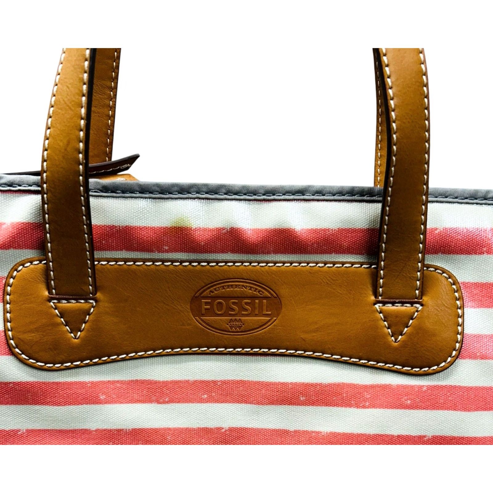 Fossil Fossil Coral Multi Pink Striped Shoulder Bag Women Tote Purse W/ Defects, New, with Stain On Top & Bottom, Email Pictures for Details Size ONE SIZE - 3 Thumbnail