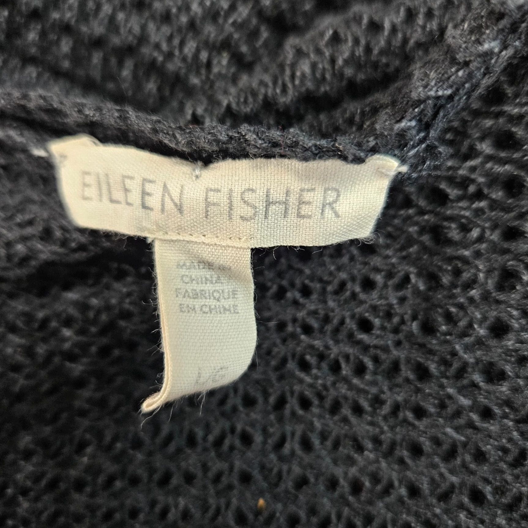 Eileen Fisher Eileen Fisher Cardigan Womens Open Knit Solid Black Long Sleeve Size L Size L / US 10 / IT 46 - 5 Thumbnail