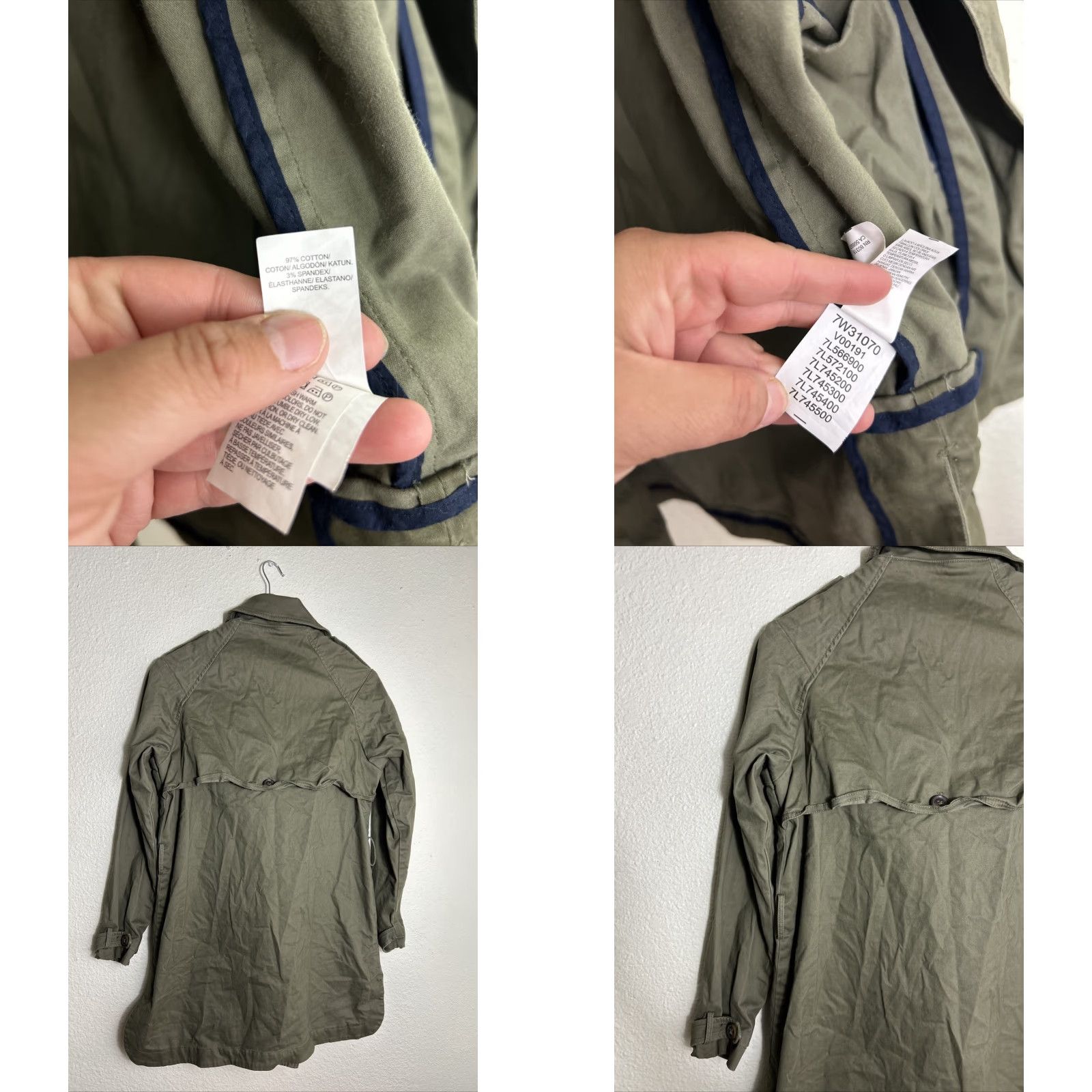Lucky Brand Lucky Brand Womens Small Army Green Button Trench Coat Cotton Size S / US 4 / IT 40 - 9 Thumbnail