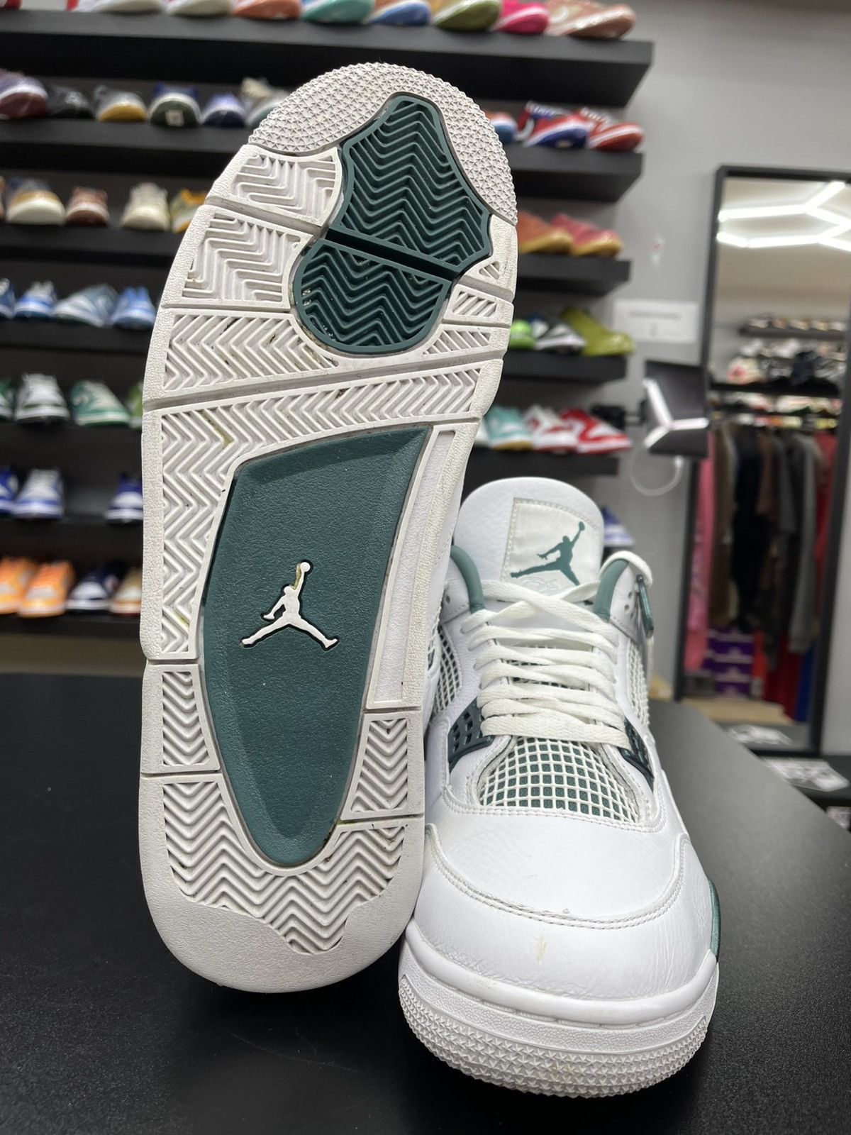 Nike Size 11.5 - Nike Air Jordan 4 Retro Oxidized Green White Size US 11.5 / EU 44-45 - 9 Thumbnail