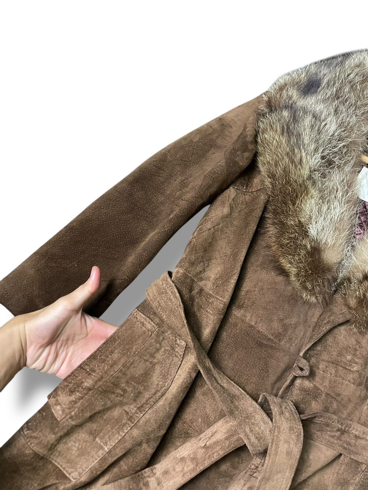 Japanese Brand × Saks Fifth Avenue × Vintage Saks Fifth Avenue Leather Suede Long Jacket (69) Size US XXS / EU 40 - 6 Thumbnail