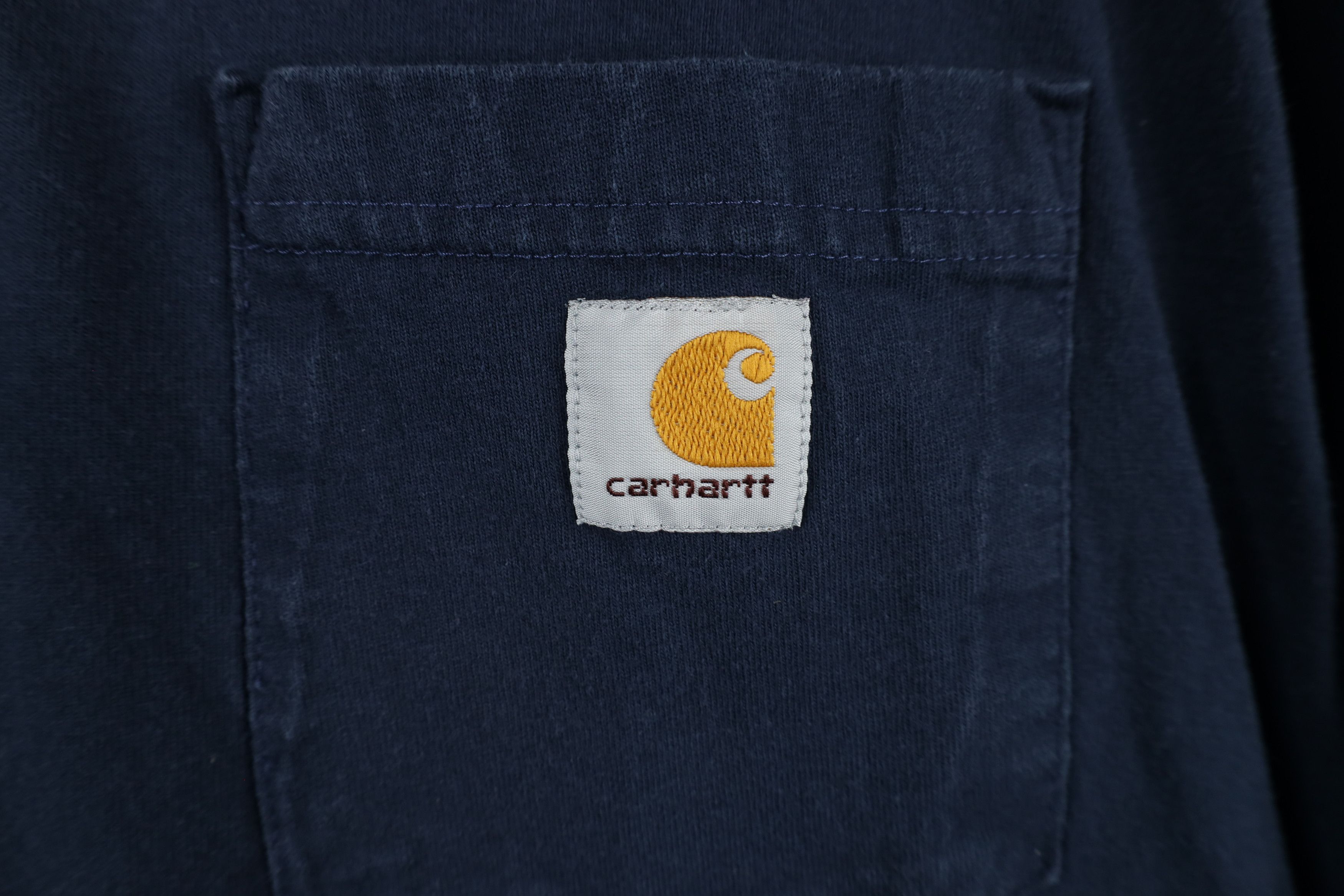 Carhartt × Vintage Vintage Carhartt Spell Box Logo Pocket Henley T-Shirt Blue Size US L / EU 52-54 / 3 - 4 Thumbnail