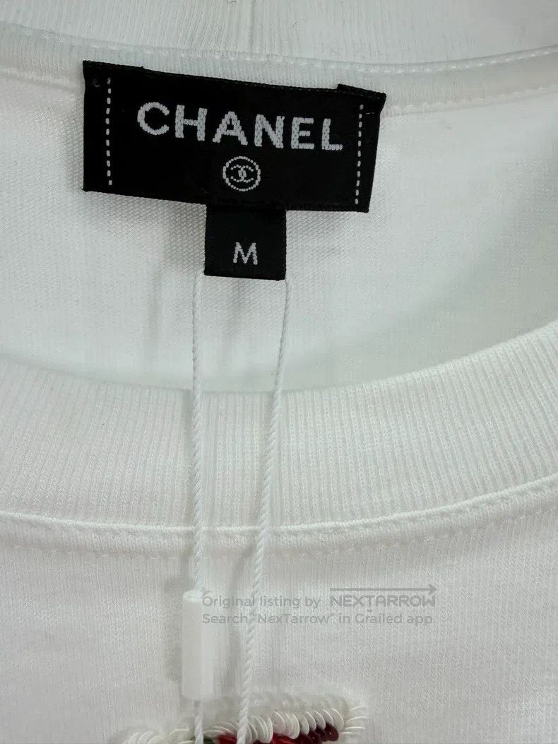 Chanel Chanel High-end handicraft workshop white beaded T-shirt Size M / US 6-8 / IT 42-44 - 4 Thumbnail