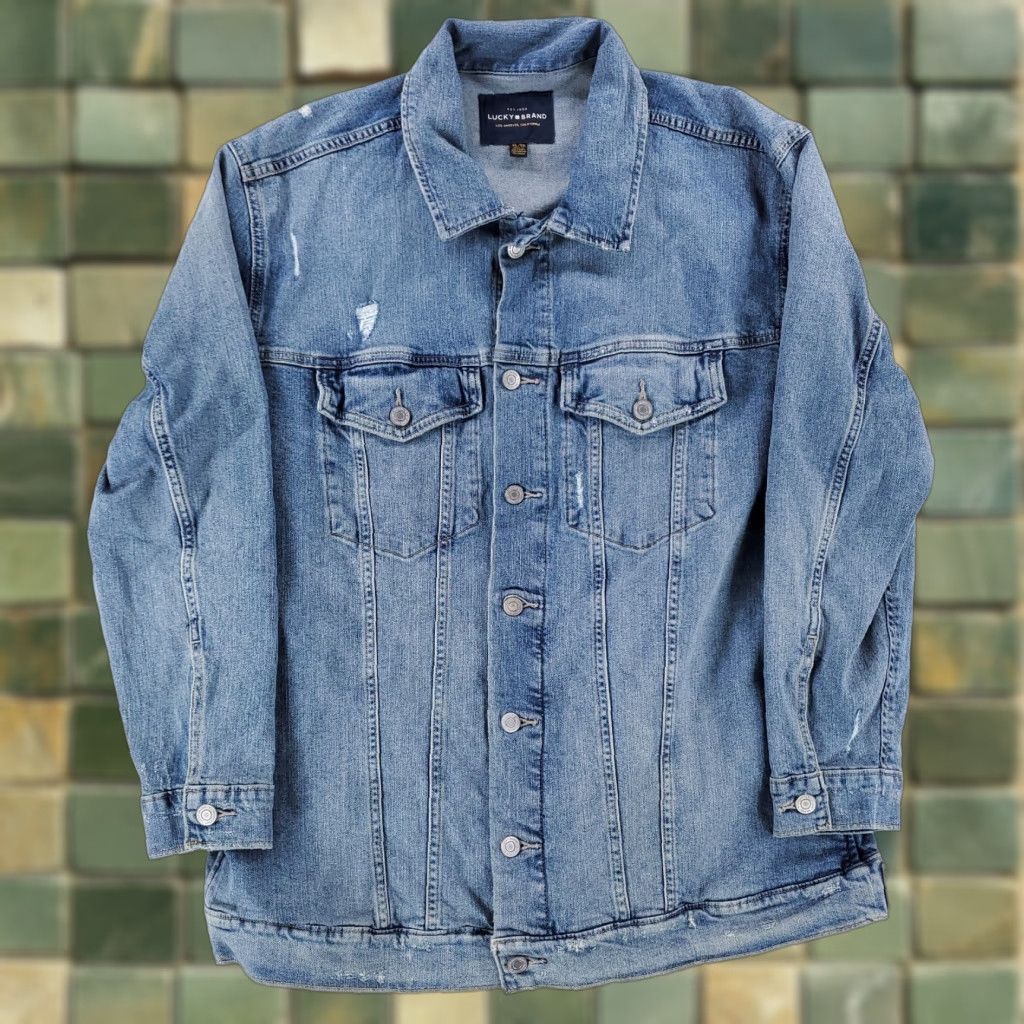 Lucky Brand Lucky Brand Denim Trucker Jacket Long Sleeve Button Up Mens XL Blue Jeans Jacket Size US XL / EU 56 / 4 - 1 Thumbnail